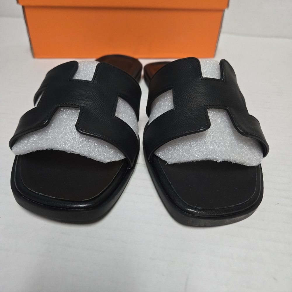 STRATUXX KAZE Black H- CUT OUT SANDALS WOMAN'S SIZE 10 NIB SUMMER FLIP FLOPS - Picture 2 of 5